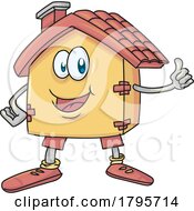 Cartoon Happy House Mascot Holding Up A Thumb by Domenico Condello