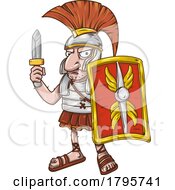 Poster, Art Print Of Cartoon Roman Centurion With A Shield And Short Sword