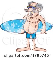 Poster, Art Print Of Cartoon Senior Surfer Dude