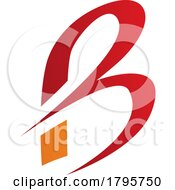 Poster, Art Print Of Red And Orange Slim Letter B Icon With Pointed Tips