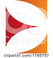 Poster, Art Print Of Red And Orange Uppercase Letter E Icon With Curvy Triangles
