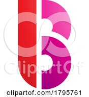 Red And Magenta Round Disk Shaped Letter B Icon