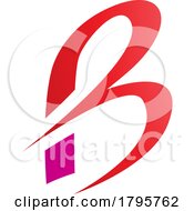 Poster, Art Print Of Red And Magenta Slim Letter B Icon With Pointed Tips