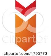 Poster, Art Print Of Red And Orange Down Facing Arrow Shaped Letter I Icon