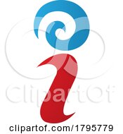 Poster, Art Print Of Red And Blue Swirly Letter I Icon