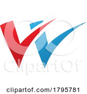 Red And Blue Tick Shaped Letter W Icon