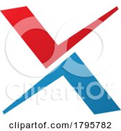 Poster, Art Print Of Red And Blue Tick Shaped Letter X Icon