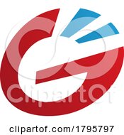 Red And Blue Striped Oval Letter G Icon