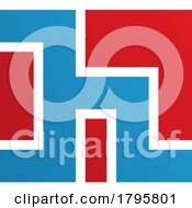 Poster, Art Print Of Red And Blue Square Shaped Letter H Icon