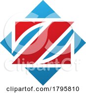 Poster, Art Print Of Red And Blue Square Diamond Shaped Letter Z Icon