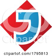 Red And Blue Square Diamond Shaped Letter J Icon