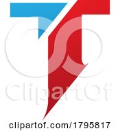 Poster, Art Print Of Red And Blue Split Shaped Letter T Icon