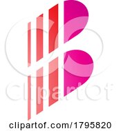 Poster, Art Print Of Red And Magenta Letter B Icon With Vertical Stripes