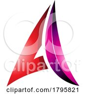 Poster, Art Print Of Red And Magenta Glossy Embossed Paper Plane Shaped Letter A Icon