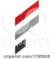 Poster, Art Print Of Red And Grey Letter F Icon With Diagonal Stripes