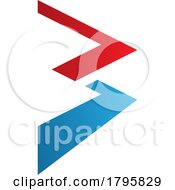 Poster, Art Print Of Red And Blue Zigzag Shaped Letter B Icon