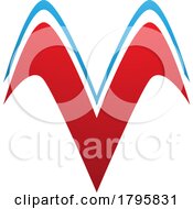 Poster, Art Print Of Red And Blue Wing Shaped Letter V Icon