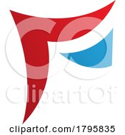 Red And Blue Wavy Paper Shaped Letter F Icon