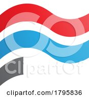Red And Blue Wavy Flag Shaped Letter F Icon