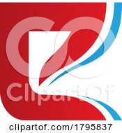 Red And Blue Wavy Layered Letter E Icon