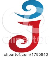 Poster, Art Print Of Red And Blue Swirl Shaped Letter J Icon