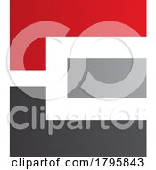 Red Black And Grey Rectangular Letter E Icon