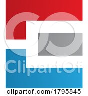Poster, Art Print Of Red Blue And Grey Rectangular Letter E Icon
