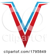 Poster, Art Print Of Red And Blue Spiky Shaped Letter V Icon