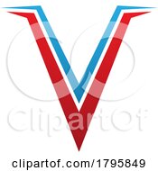 Red And Blue Spiky Shaped Letter V Icon