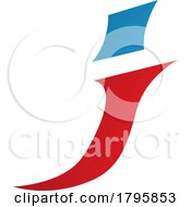 Poster, Art Print Of Red And Blue Spiky Italic Letter J Icon