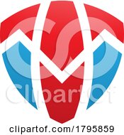 Poster, Art Print Of Red And Blue Shield Shaped Letter T Icon