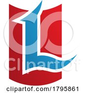 Poster, Art Print Of Red And Blue Shield Shaped Letter L Icon