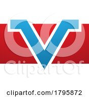 Poster, Art Print Of Red And Blue Rectangle Shaped Letter V Icon