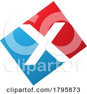 Red And Blue Rectangle Shaped Letter X Icon