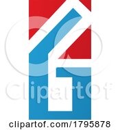 Poster, Art Print Of Red And Blue Rectangular Letter G Or Number 6 Icon