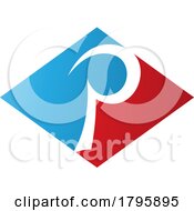 Poster, Art Print Of Red And Blue Horizontal Diamond Letter P Icon