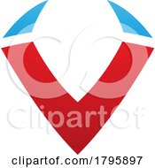 Poster, Art Print Of Red And Blue Horn Shaped Letter V Icon