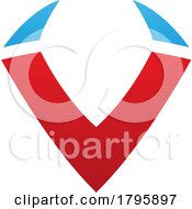 Red And Blue Horn Shaped Letter V Icon