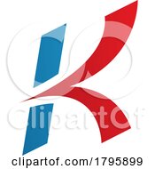 Poster, Art Print Of Red And Blue Italic Arrow Shaped Letter K Icon