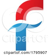 Poster, Art Print Of Red And Blue Letter F Icon With Spiky Waves