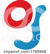 Poster, Art Print Of Red And Blue Letter G Icon With Soft Round Lines