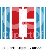 Poster, Art Print Of Red And Blue Letter G Icon With Vertical Stripes