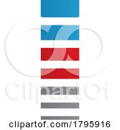 Poster, Art Print Of Red And Blue Letter I Icon With Horizontal Stripes