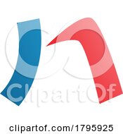 Poster, Art Print Of Red And Blue Letter N Icon With A Curved Rectangle