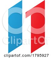 Poster, Art Print Of Red And Blue Letter N Icon With Parallelograms