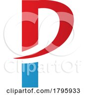 Poster, Art Print Of Red And Blue Letter P Icon With A Pointy Tip