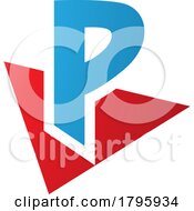 Poster, Art Print Of Red And Blue Letter P Icon With A Triangle