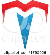 Poster, Art Print Of Red And Blue Letter T Icon With Pointy Tips