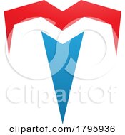 Red And Blue Letter T Icon With Pointy Tips