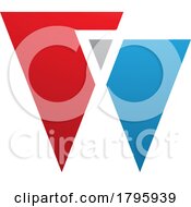 Poster, Art Print Of Red And Blue Letter W Icon With Triangles